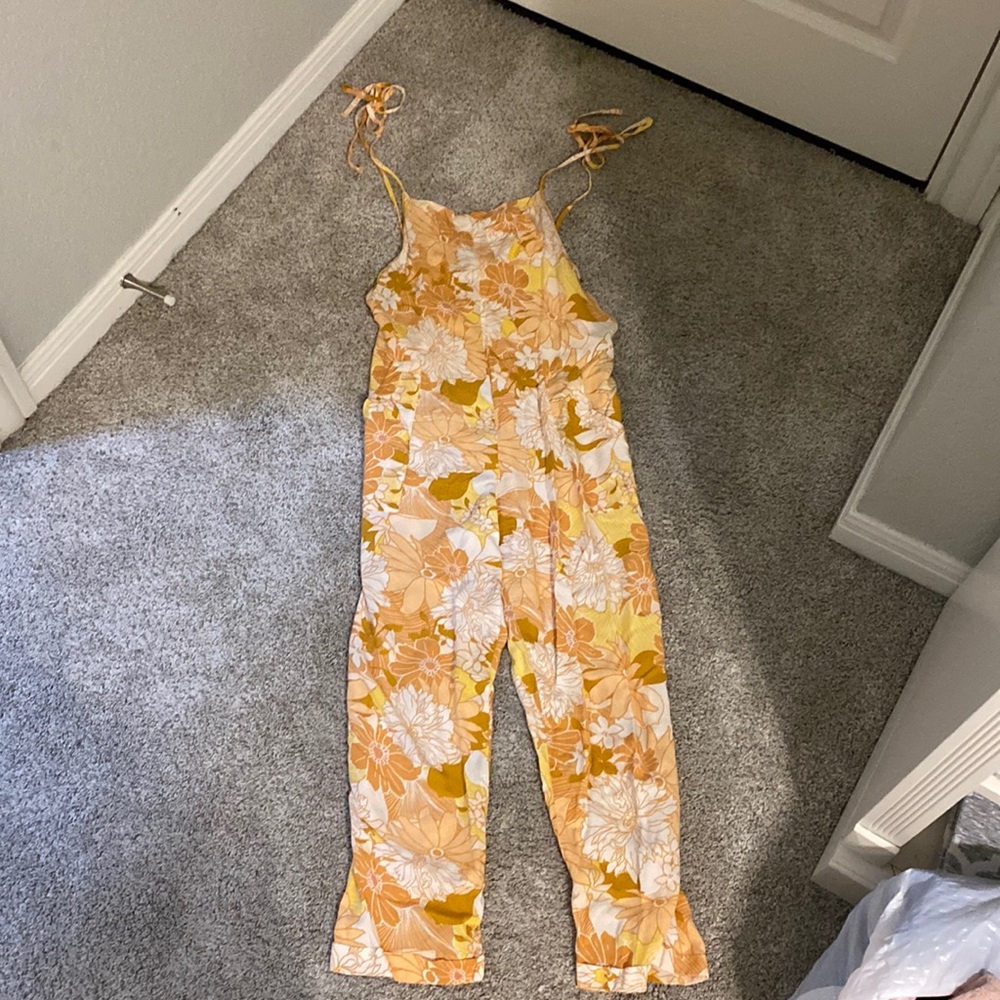 orange floral romper